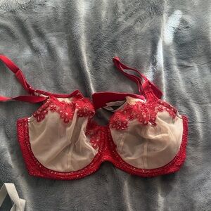 Victoria's Secret Red Lace Sheer Underwire Bra